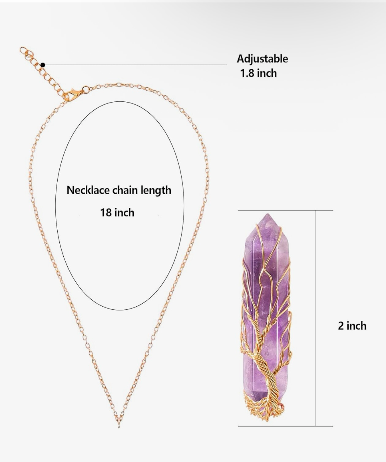 Amethyst Tree of Life Crystal Necklace