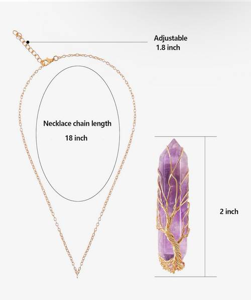 Amethyst Tree of Life Crystal Necklace