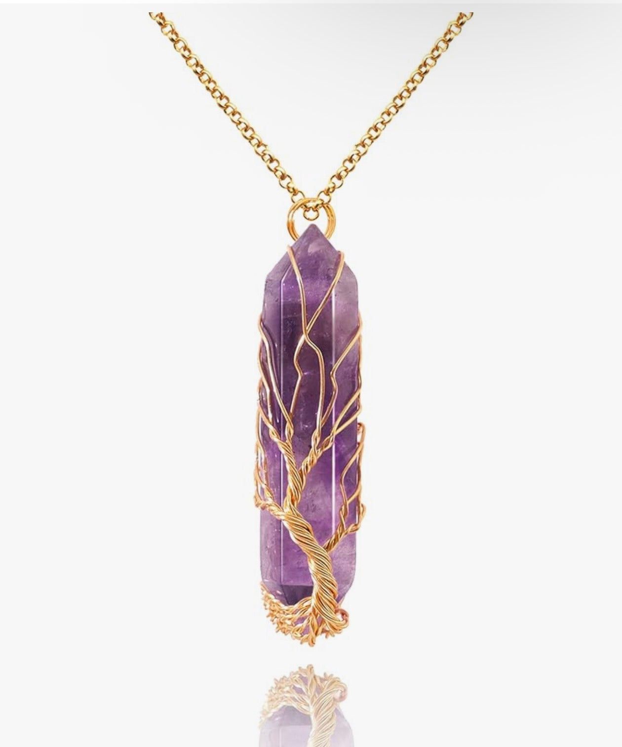 Amethyst Tree of Life Crystal Necklace