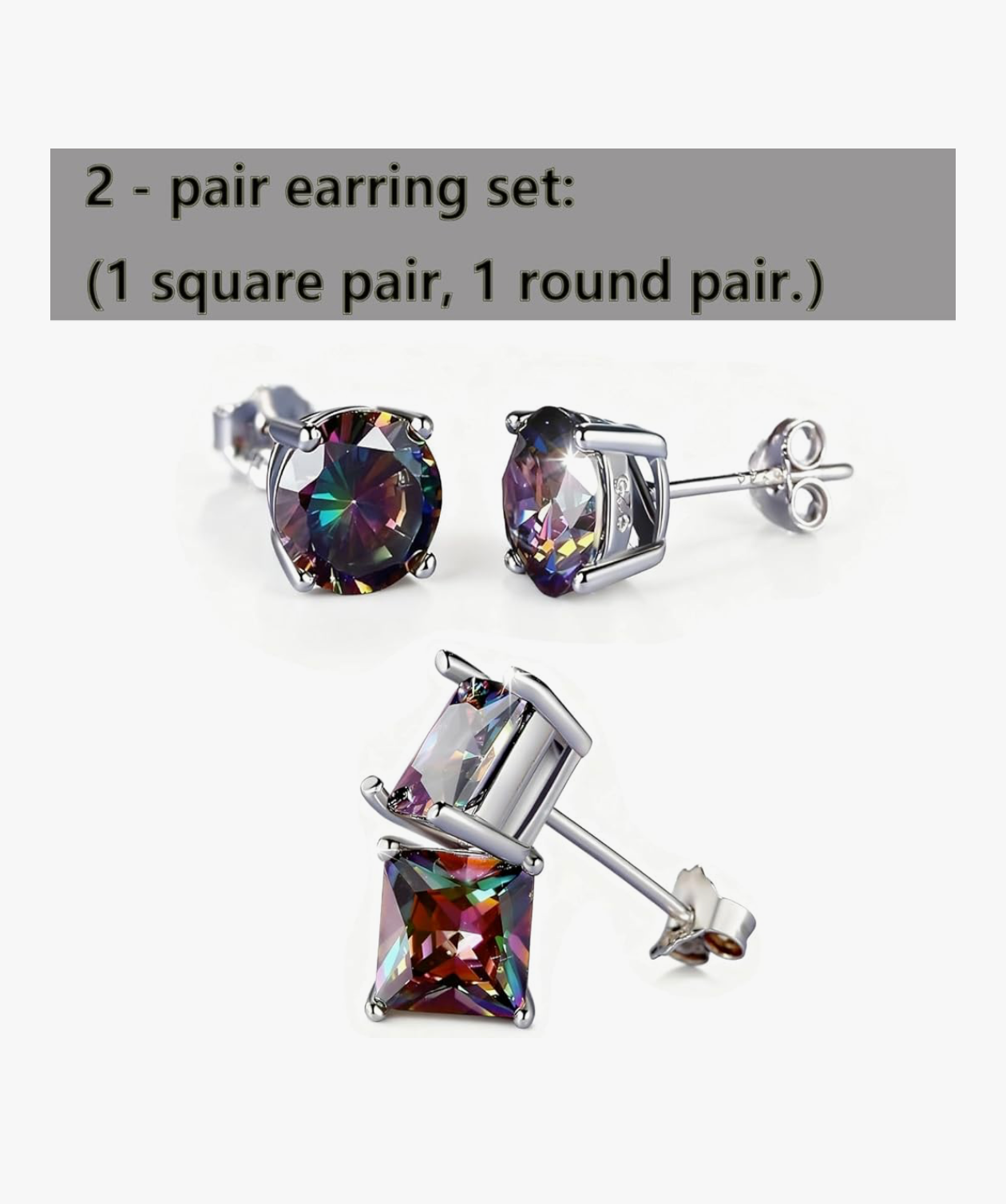 Rainbow Mystic Topaz Stud Earrings Set