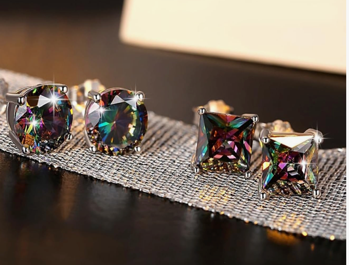 Rainbow Mystic Topaz Stud Earrings Set
