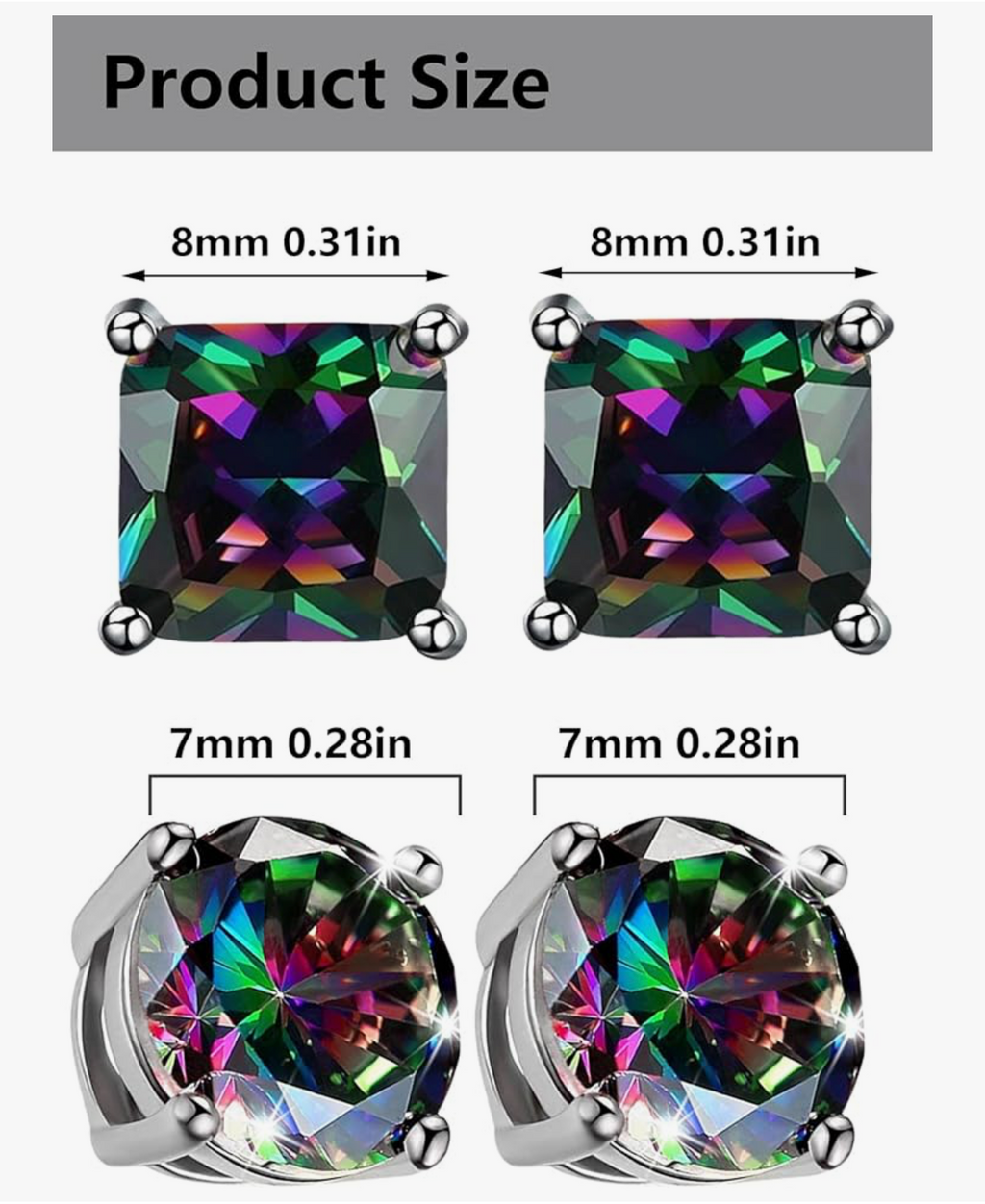 Rainbow Mystic Topaz Stud Earrings Set