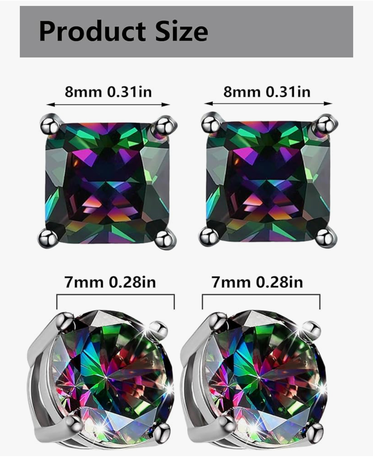 Rainbow Mystic Topaz Stud Earrings Set