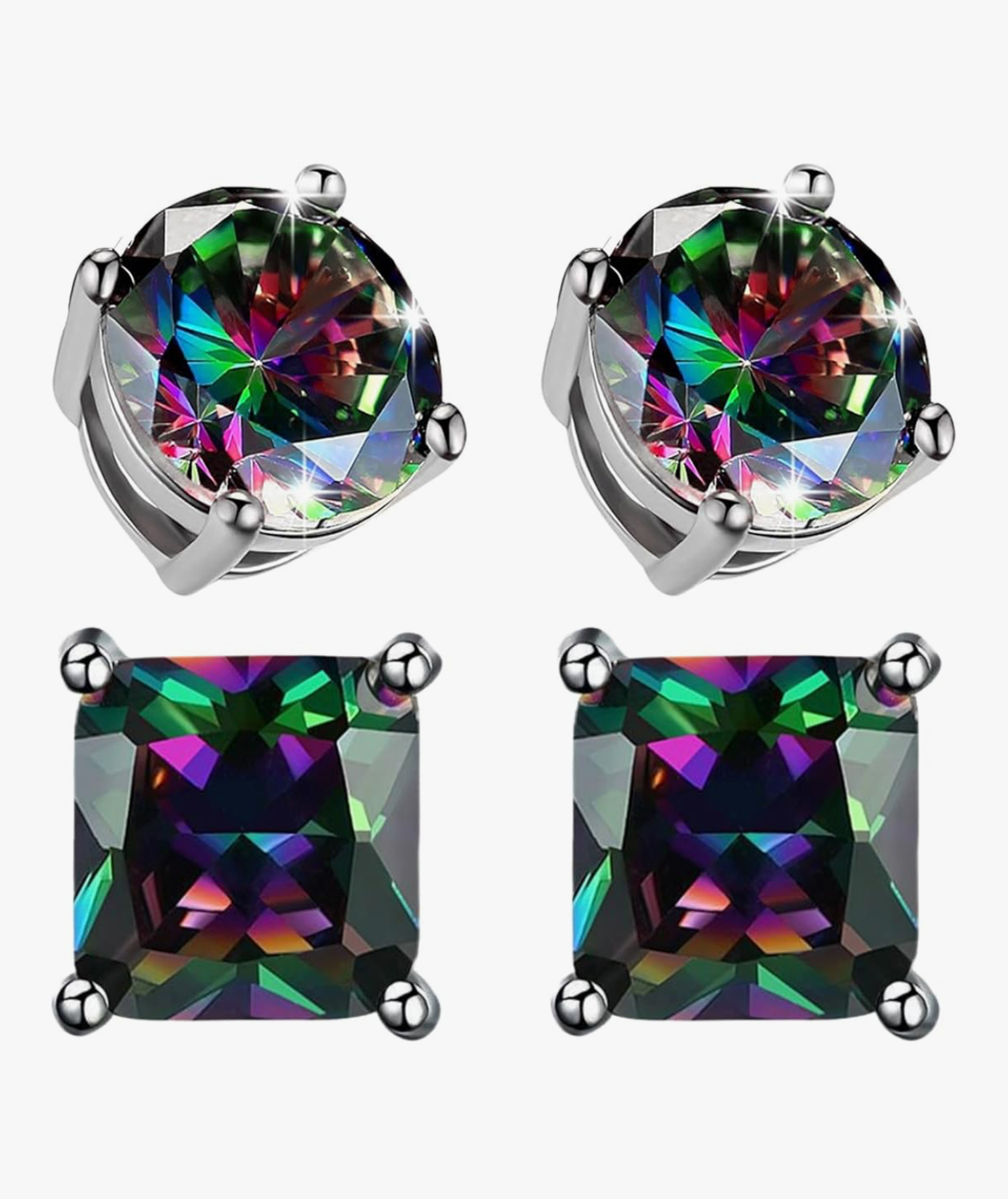 Rainbow Mystic Topaz Stud Earrings Set