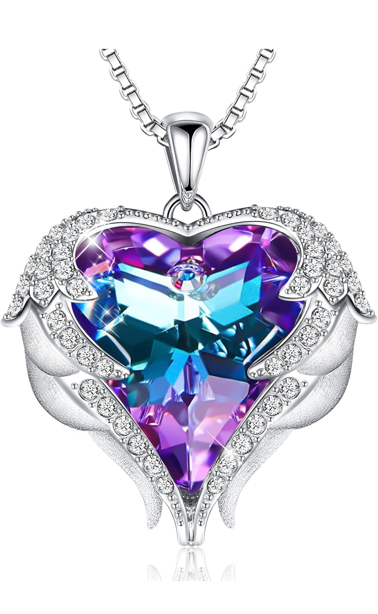 Angel Wing Heart Crystal Necklace