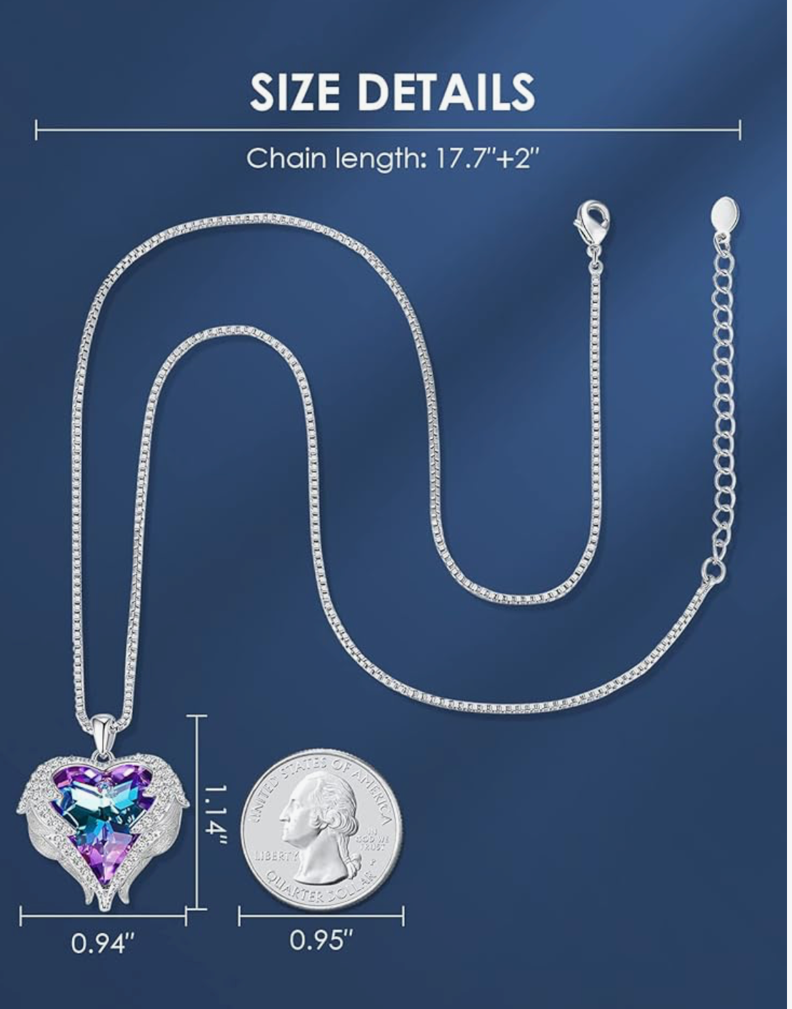 Angel Wing Heart Crystal Necklace